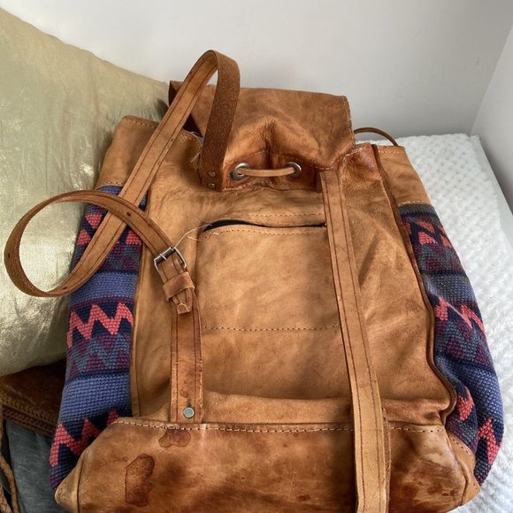 Backpack Hoho Woven textile cow hide double pocket  Backpack Boho 14”-13” 5.5” main image 6